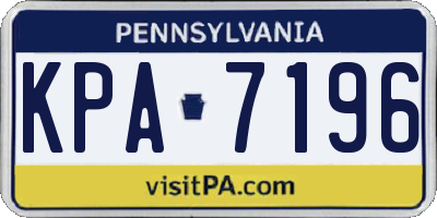 PA license plate KPA7196