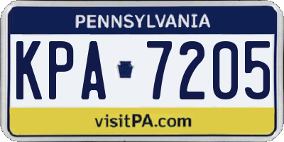 PA license plate KPA7205