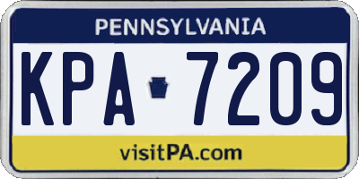 PA license plate KPA7209
