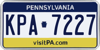 PA license plate KPA7227