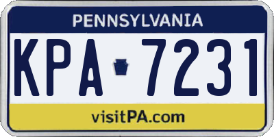 PA license plate KPA7231