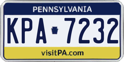 PA license plate KPA7232