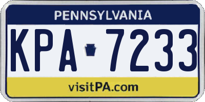 PA license plate KPA7233