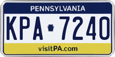 PA license plate KPA7240