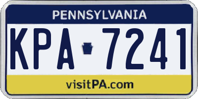 PA license plate KPA7241