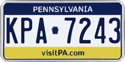PA license plate KPA7243