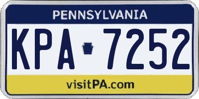 PA license plate KPA7252