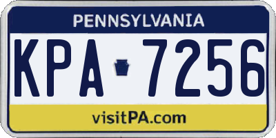 PA license plate KPA7256