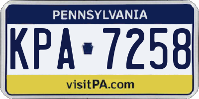 PA license plate KPA7258