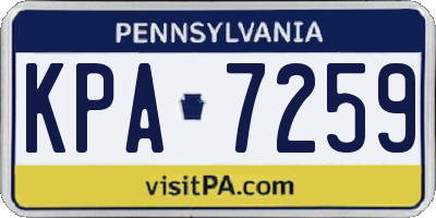 PA license plate KPA7259
