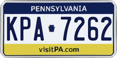 PA license plate KPA7262