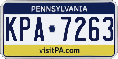 PA license plate KPA7263