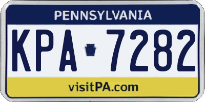 PA license plate KPA7282