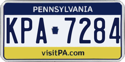 PA license plate KPA7284