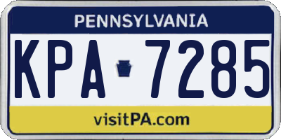 PA license plate KPA7285