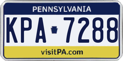 PA license plate KPA7288