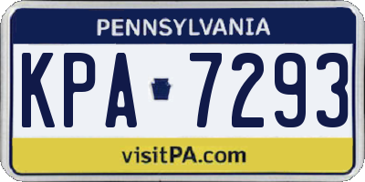 PA license plate KPA7293