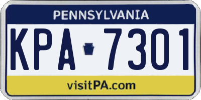 PA license plate KPA7301