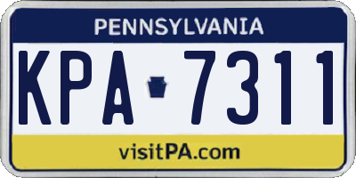 PA license plate KPA7311