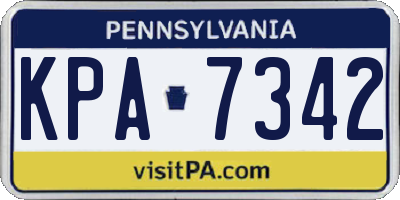 PA license plate KPA7342