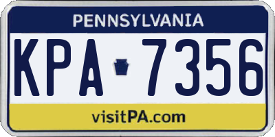 PA license plate KPA7356