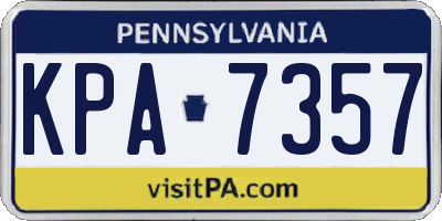PA license plate KPA7357