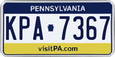 PA license plate KPA7367