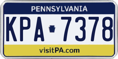 PA license plate KPA7378