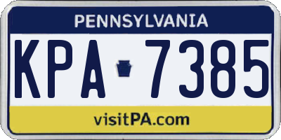 PA license plate KPA7385