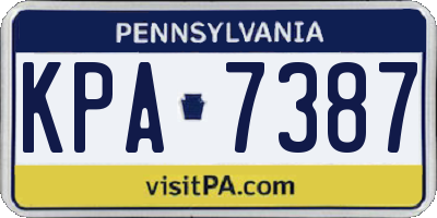 PA license plate KPA7387