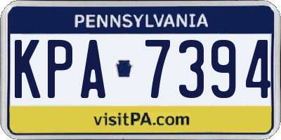 PA license plate KPA7394