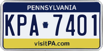 PA license plate KPA7401