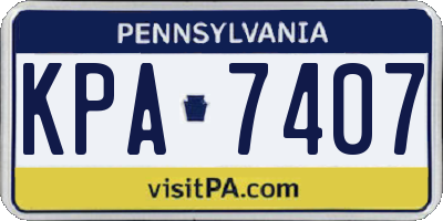 PA license plate KPA7407