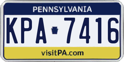 PA license plate KPA7416