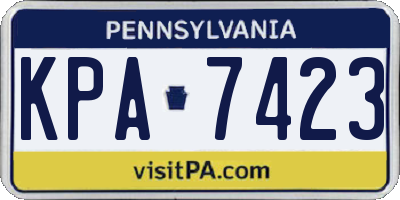 PA license plate KPA7423