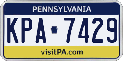 PA license plate KPA7429