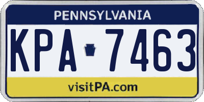 PA license plate KPA7463