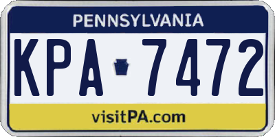 PA license plate KPA7472