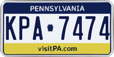 PA license plate KPA7474
