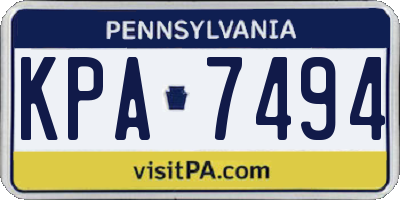 PA license plate KPA7494