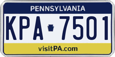 PA license plate KPA7501