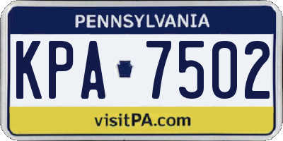 PA license plate KPA7502