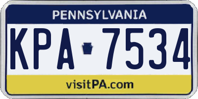 PA license plate KPA7534