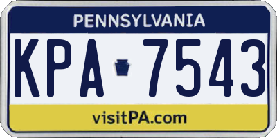 PA license plate KPA7543