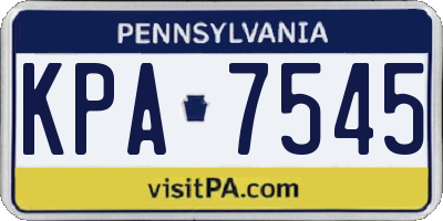 PA license plate KPA7545