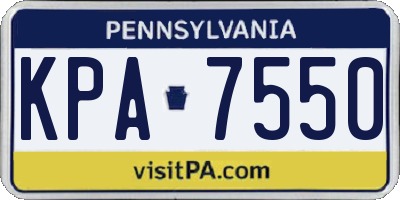 PA license plate KPA7550