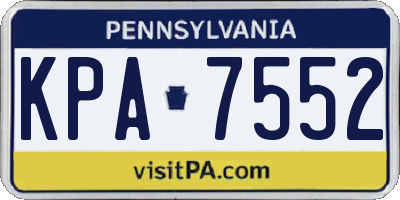 PA license plate KPA7552