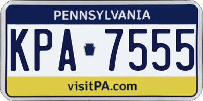 PA license plate KPA7555