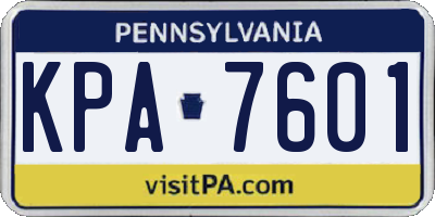 PA license plate KPA7601