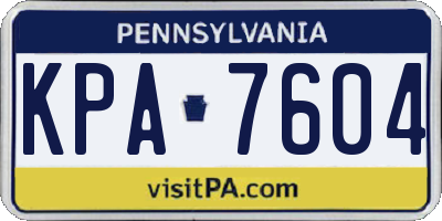 PA license plate KPA7604